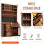 145×39×171cm Walnut Tall Highboard with App USB-Powered LED, Pull-out Wine Rack & Pegboard, Adjustable Shelves Freestanding Storage Cabinet