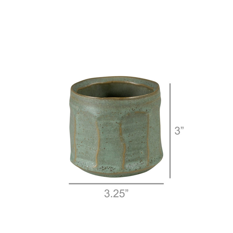 Cache pot olive en céramique, H 3 po x l 3,25 po x P 3,25 po