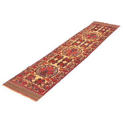 Ecarpetgallery Tajik Ivory, Red Rug 2'7" X 12'2" In Red;ivory