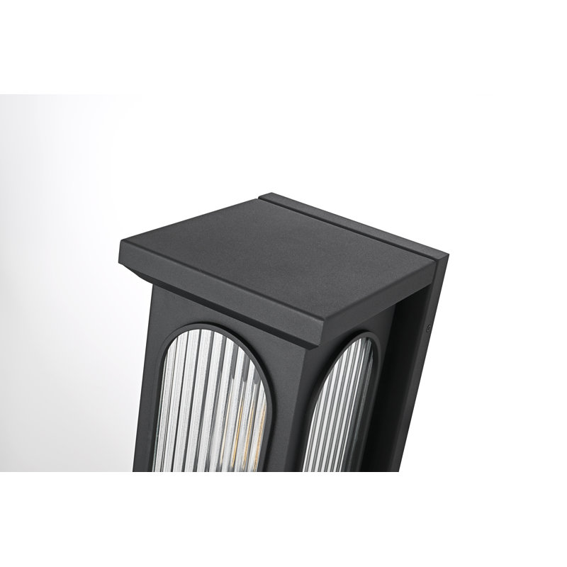 Sevyn Outdoor Wall Sconce in Black, 14" H x 8" W x 9" D