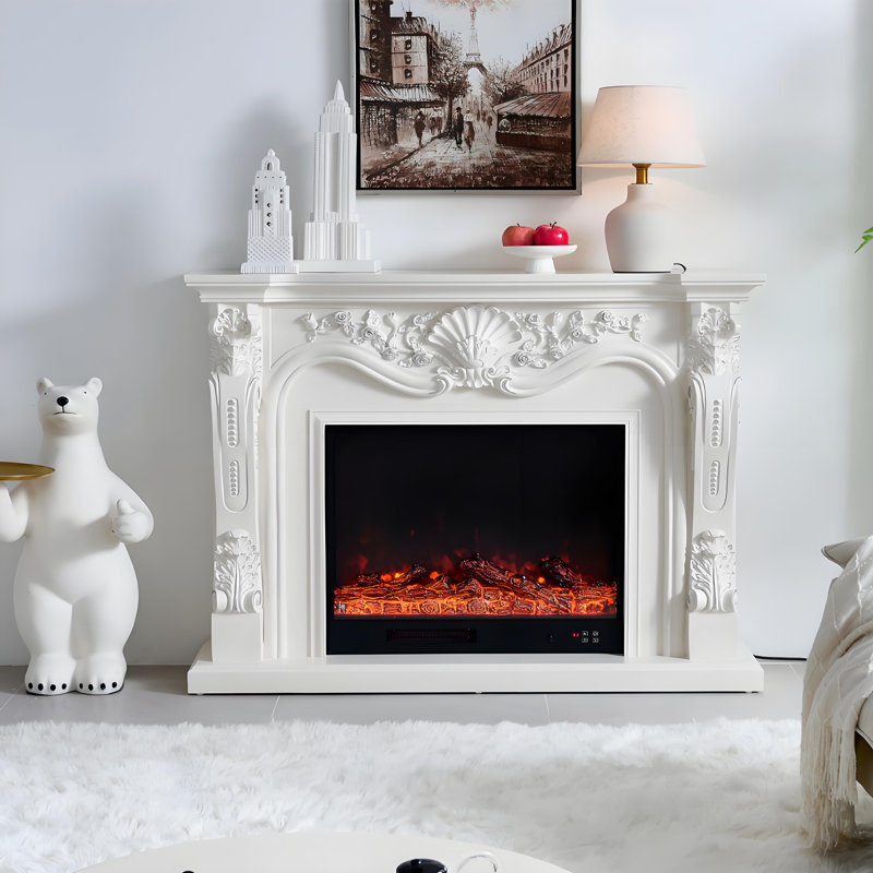 Landscape Heating System Electric Fireplace, 47.24" H x 62.99" W x 12.99" D, White