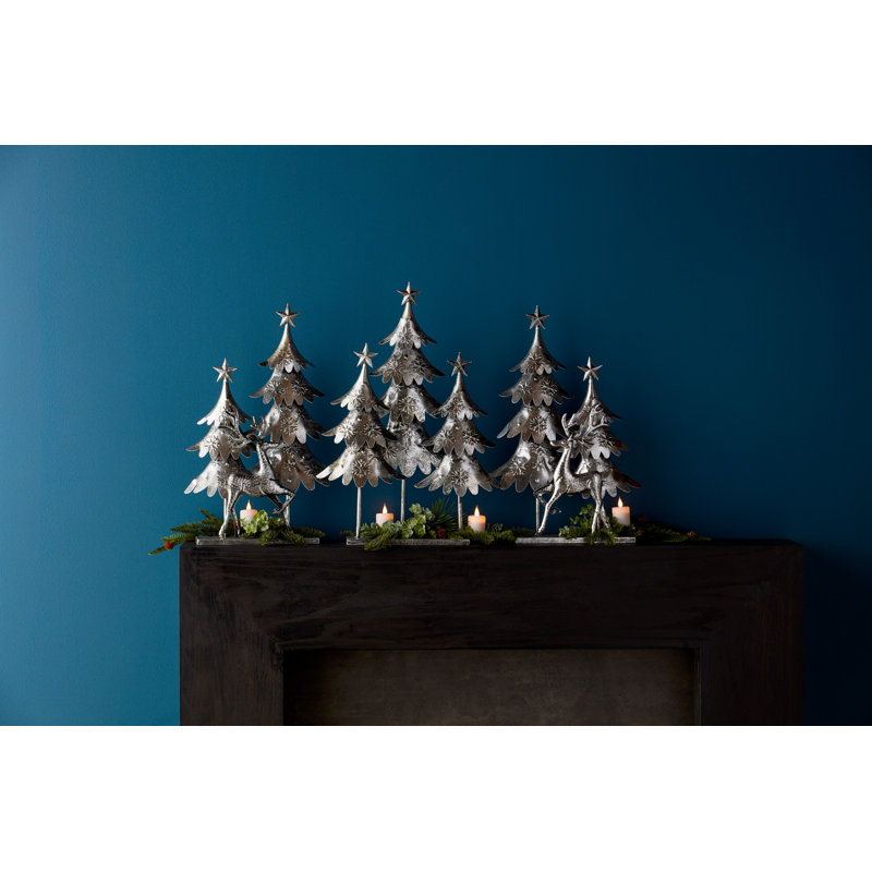 Ensemble d’arbre et de cerf en métal 3 pièces