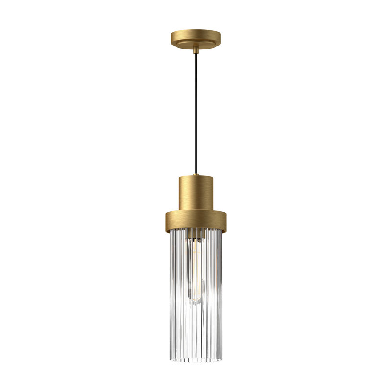 Luminaire suspendu cylindrique à 1 lumière Hermit, Or brossé