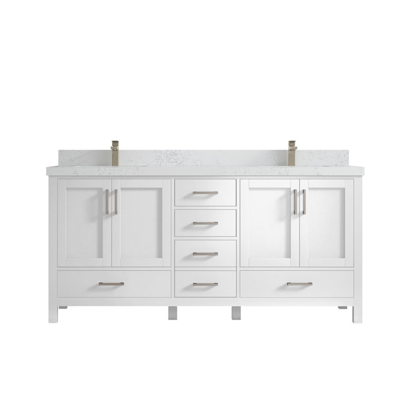 Malibu 72" W Double Bathroom Vanity Set, Empira White
