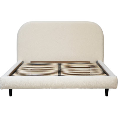 Lit plateforme tapissier Marlene, blanc cassé