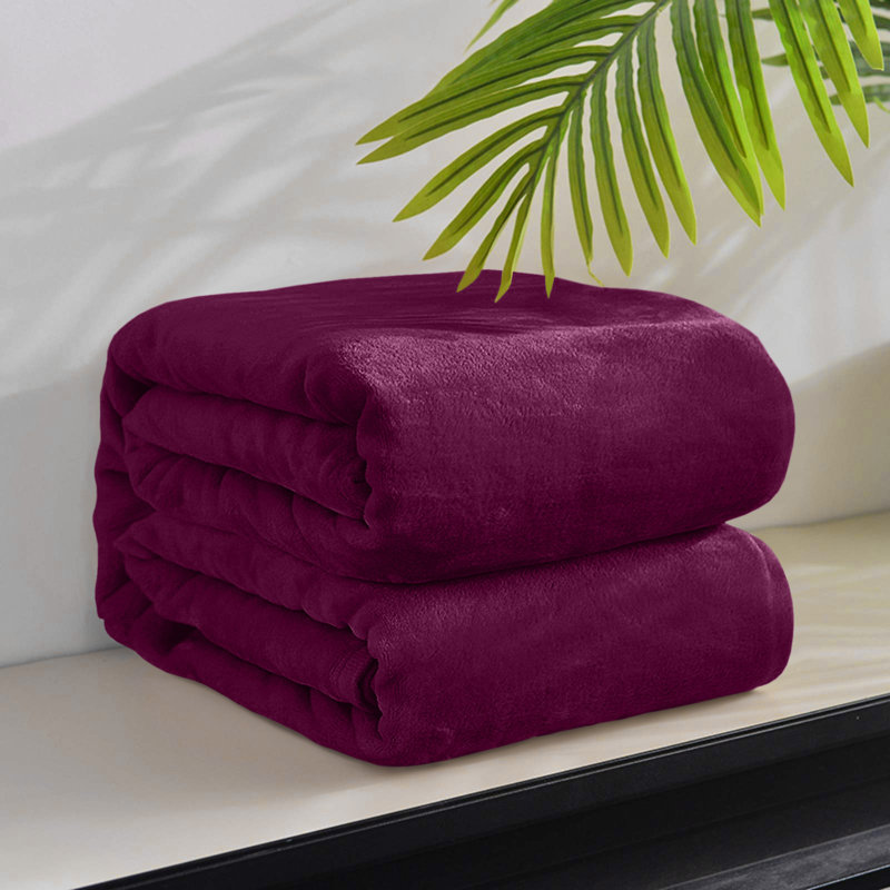 Ultra-Soft Fleece Blanket - Plush Warm Bed & Sofa Throw for All-Season Comfort, Double (150cm x 200cm), Purple