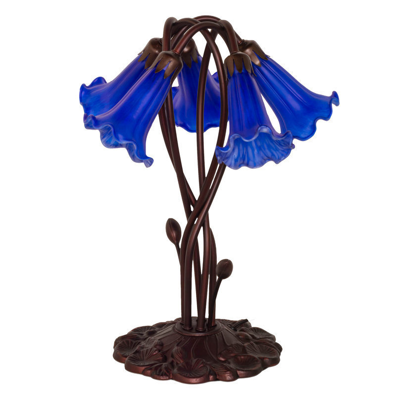 17" High Blue Pond Lily 5 LT Accent Lamp, Blue, Rocker