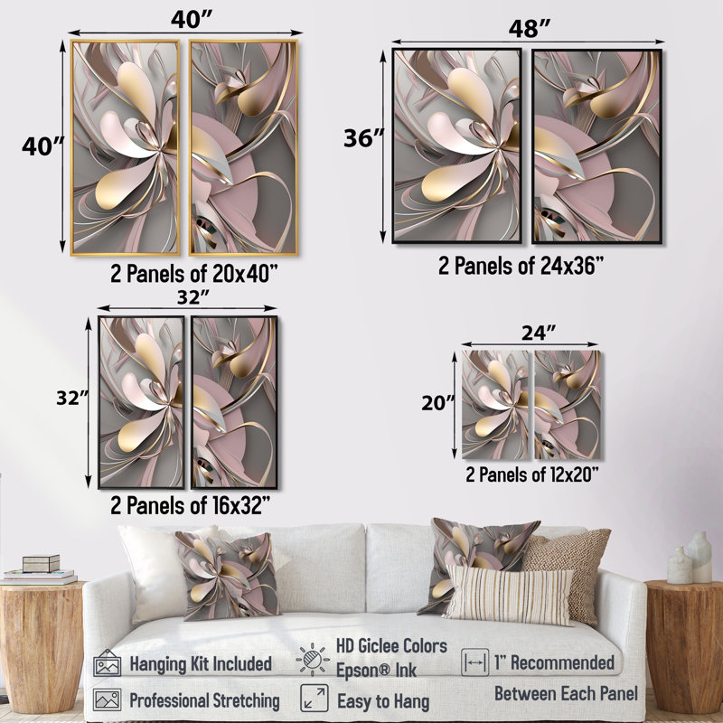 Art liquide liquide doré et effervescence rose I - art mural moderne doré, H 36 po x l 48 po, Doré