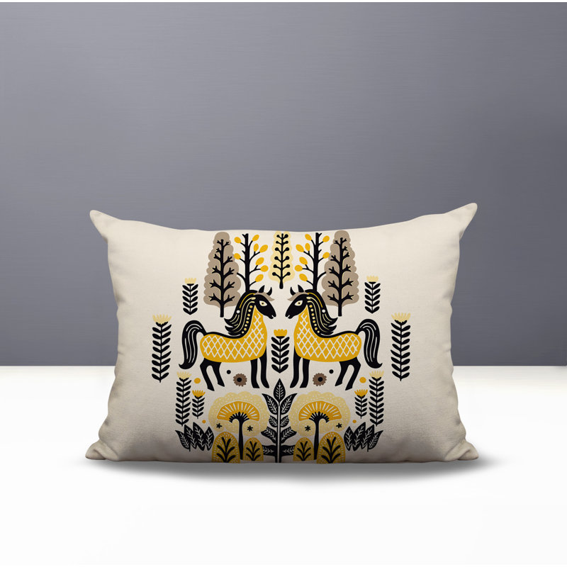 Coussin lombaire réversible intérieur / extérieur Stai Horse, Jaune, Rectangle H 14 po x l 20 po