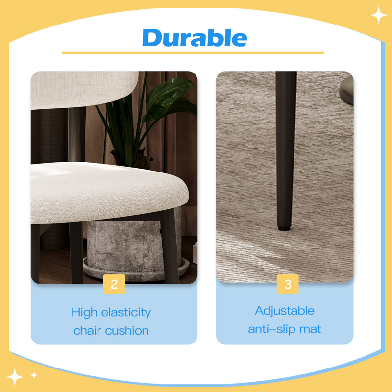 Ensemble de 2 chaises de salle à manger durables et confortables en métal recouvert de tissu moderne pour la salle à manger