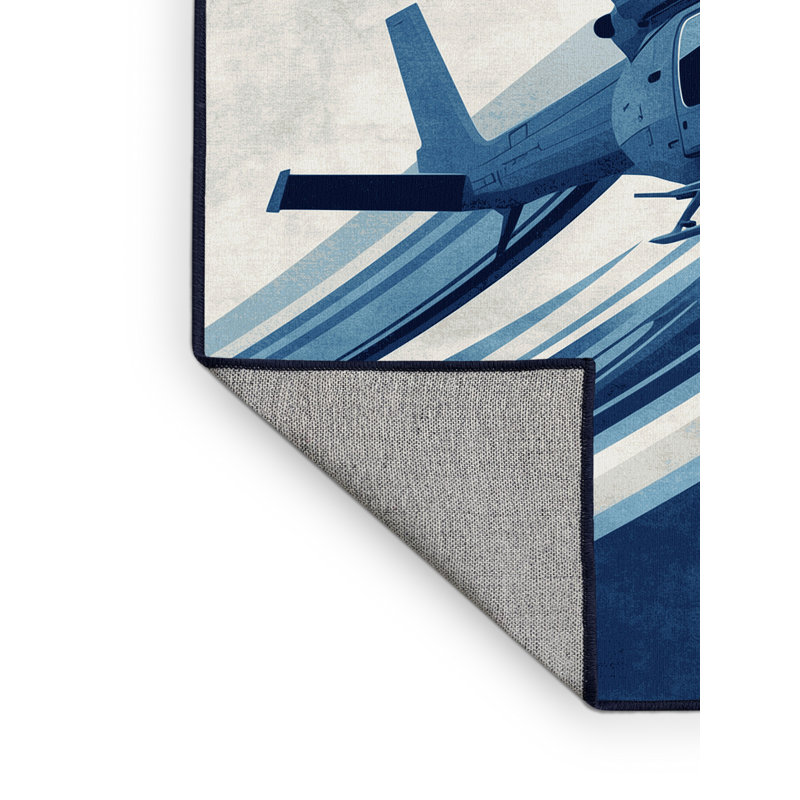 Tapis bleu marine et bleu marine Mendon, 3 X 5