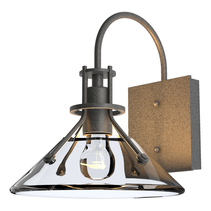 Henry Glass Shade Outdoor Barn Light, 10.5" H x 9.2" W x 10.4" D, Clear Glass, Coastal Black