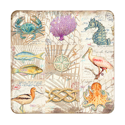 Wood Square 4 Piece Coaster Set