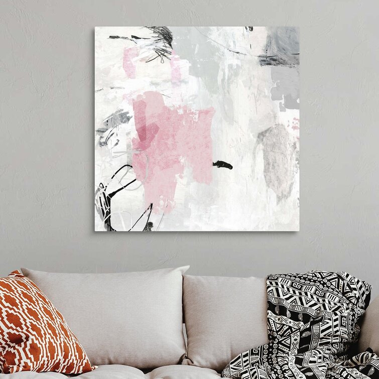 pink grey and white canvas art