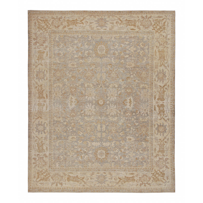 Oushak Hand Knotted Floral Area Rug, Rectangle 14' x 20'