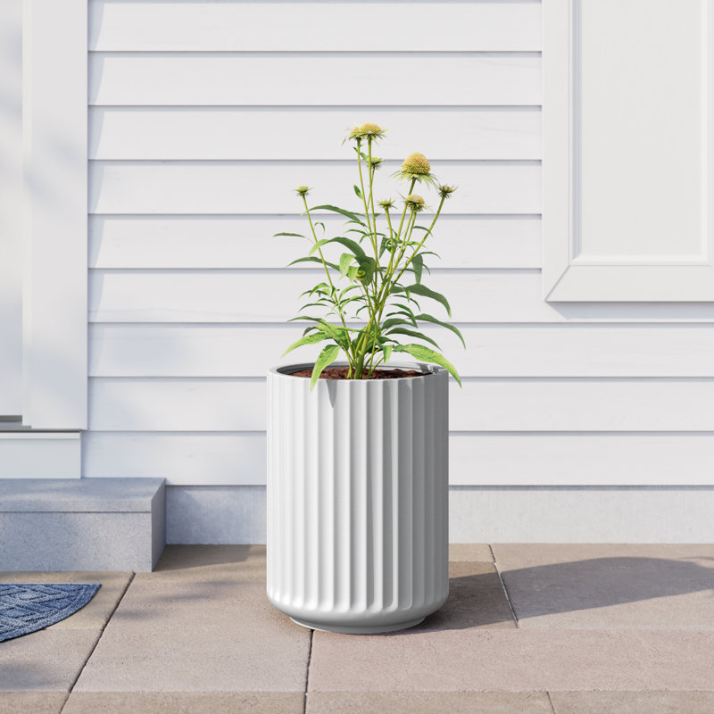 Allenville Fiberstone Plant Pot, 19" H x 14" W x 14" D, White