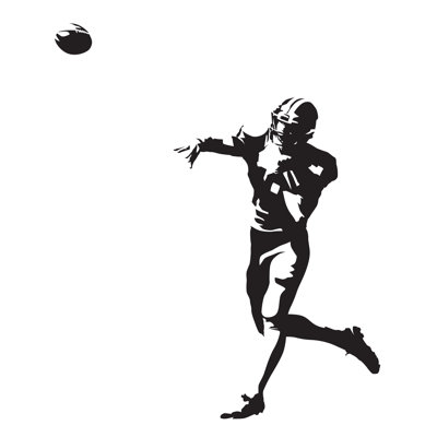 Joueur de football américain, lancer de la balle, silhouette abstraite sur toile par MSAN10, impression