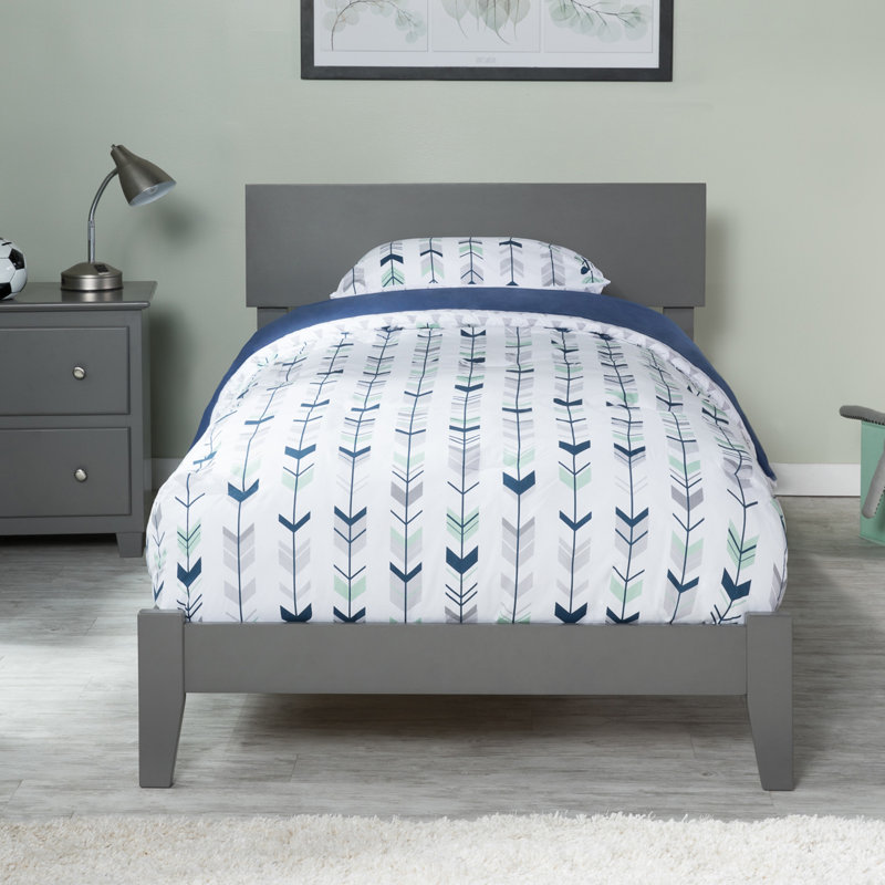 Amodio Solid Wood Panel Bed, Twin, Gray