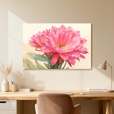 Plantes et fleurs fleur de cactus rose avec tige verte et feuilles