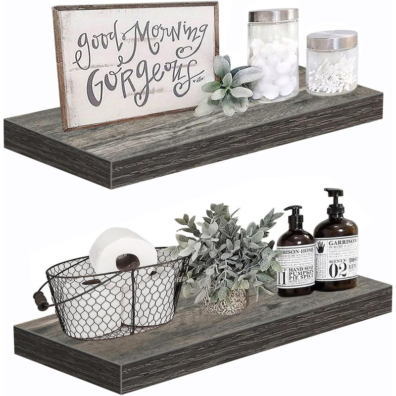 Floating Shelves - Book Shelf For Wall Farmhouse Bathroom Bedroom Kitchen Living Room Set Of 2, 1.5" H x 23.6" W x 9.3" D