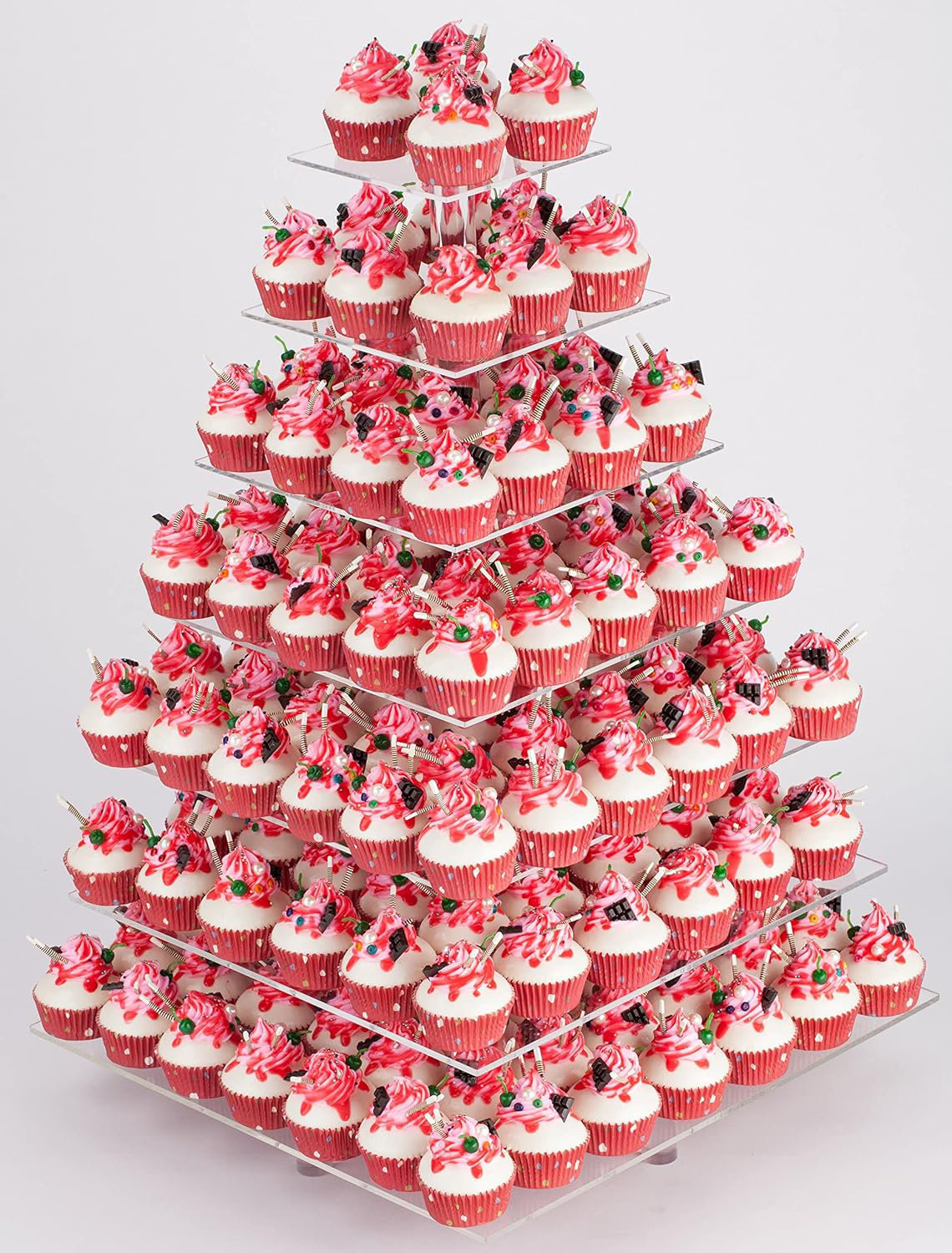 DOFLIC 7 Tier Clear Maypole Wedding Birthday Acrylic Cupcake Stand ...