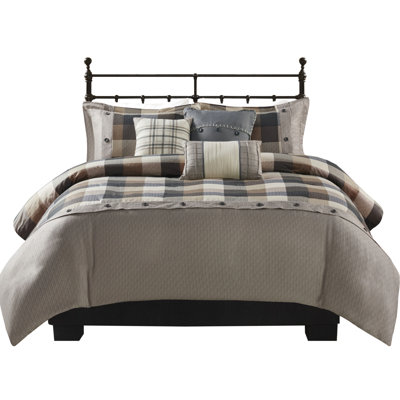 Cozy King/ King Herringbone Duvet Cover With Embroidered Border And Pillows 6 Piece Matching