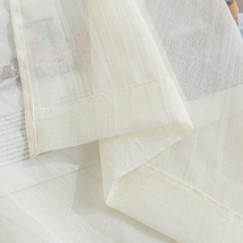 Paire de rideaux transparents avec passe-tringle Crinkle, Crème, crème, L 50 po x L 96 po