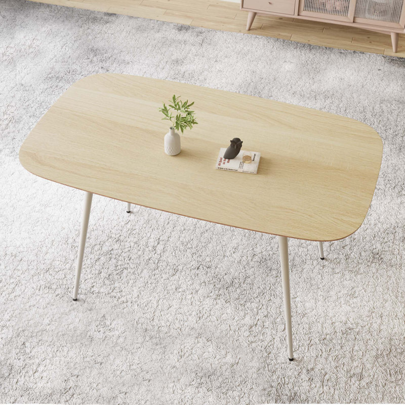 Table de salle à manger moderne avec pieds en métal, Crème / crème, H 29,9 po x L 47,2 po x l 27,5 po
