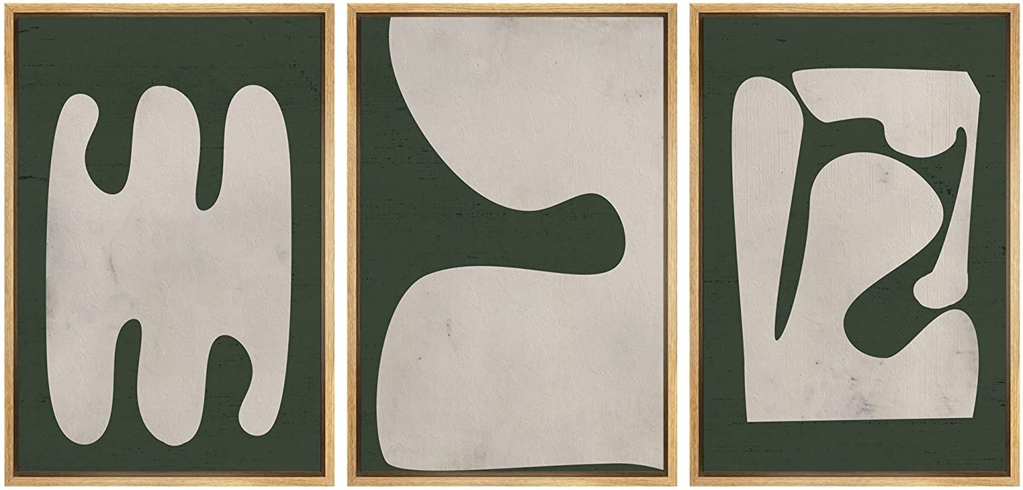 SIGNLEADER Green Art Deco Retro Vintage Polygon Simple Modern Minimalist Framed Canvas 3 Piece