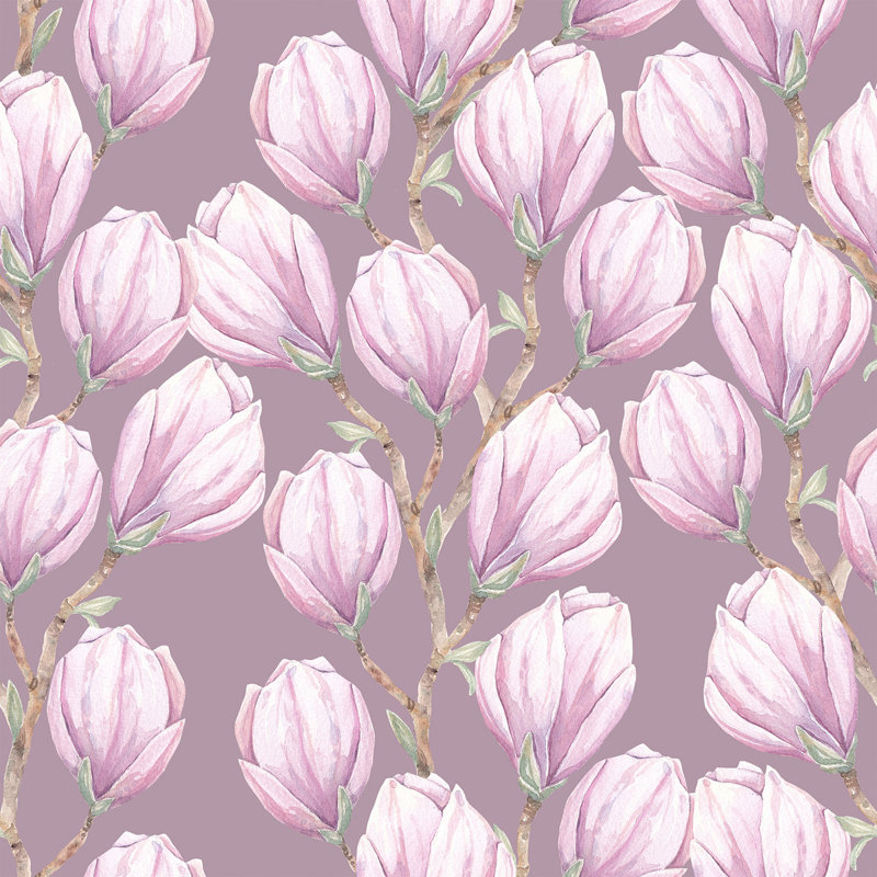 Panneau de papier peint adhésif rose avec fleurs roses L 18,75 pi x l 25 po