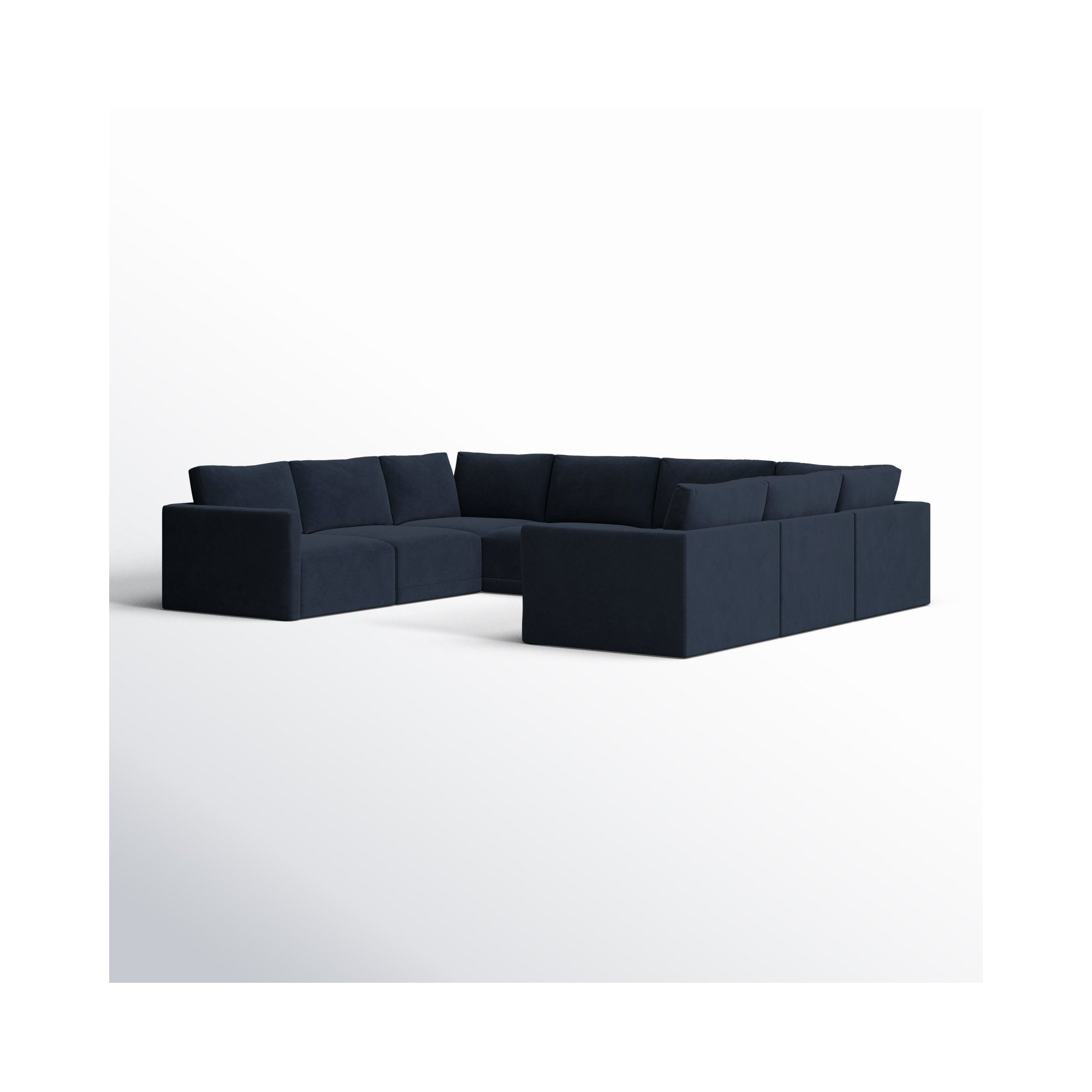 Deirdre Modular Upholstered U-Sectional, Navy