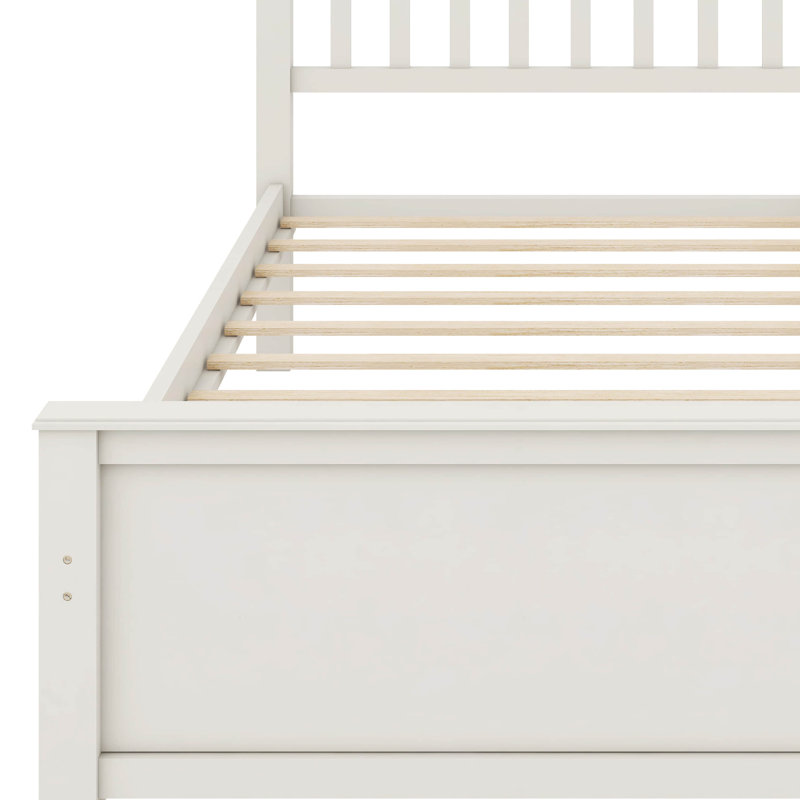 Lit plateforme simple en bois avec tête de lit, pied de lit et lattes en bois