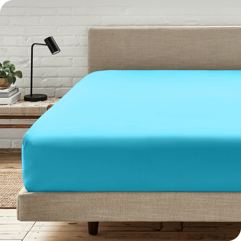 Drap-housse à poches profondes en microfibre ultra-douce, Turquoise, Drap-housse pour lit simple TG