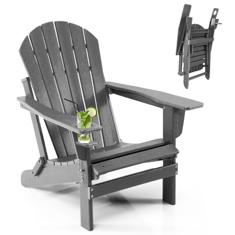 Chaise Adirondack pliante en plastique avec repose-pieds Espere, Gris
