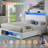 Modern RGB LED Lights Upholstered Platform Bed Frame with Wood Storage Headboard & USB Charging Ports, Noiseless Low Profile Footboard with Open Shelving. (Queen)-15558497-15558502