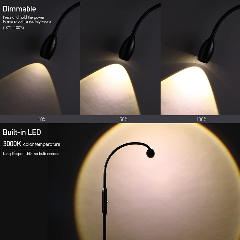 Lampe sur pied à DEL ajustable, Noir