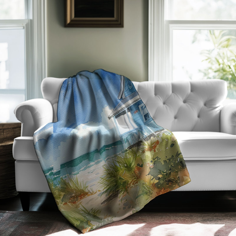Soft Ocean Horizons - Couverture Sherpa de qualité supérieure 1 pièce, Grand lit