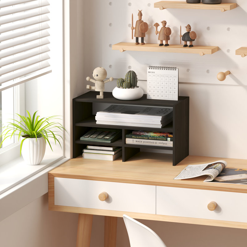 Étagère de bureau avec rangement ouvert, Espresso