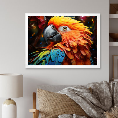 " Yellow Red Parrot Vibrant Plumage Geometric "