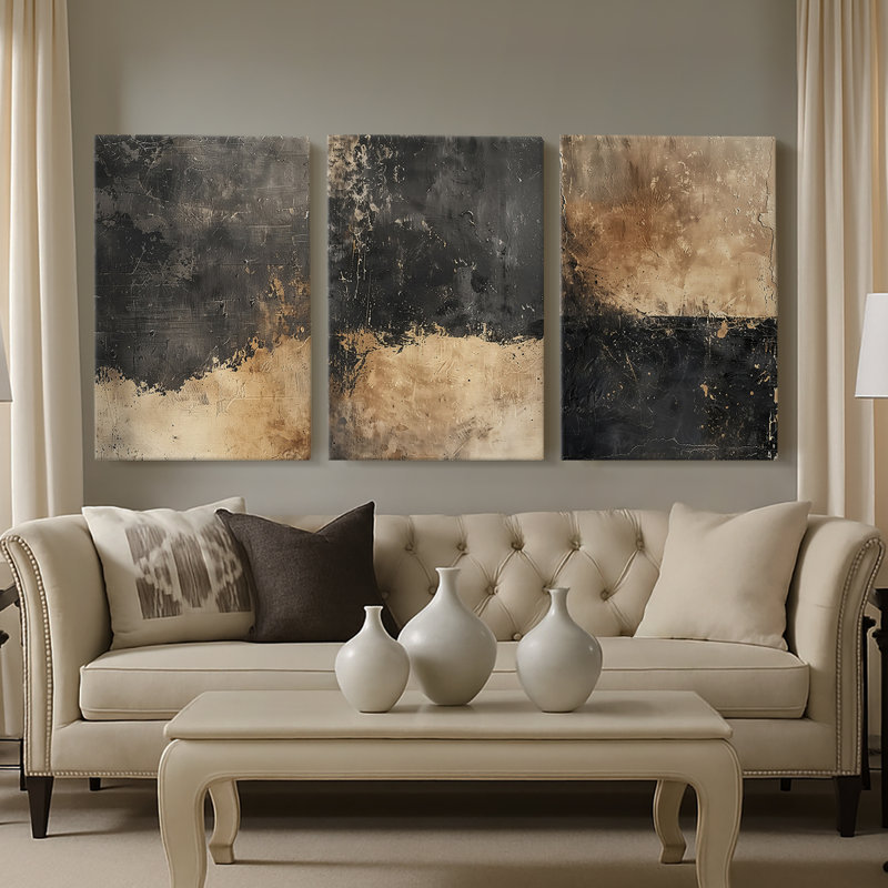 ABSTRACT Series CCDXL - Toile tendue sur mesure - 3 pièces, H 12 po x l 24 po