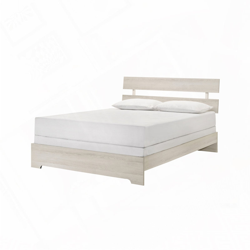 Low-profile Platform Bed, White Washed, Queen
