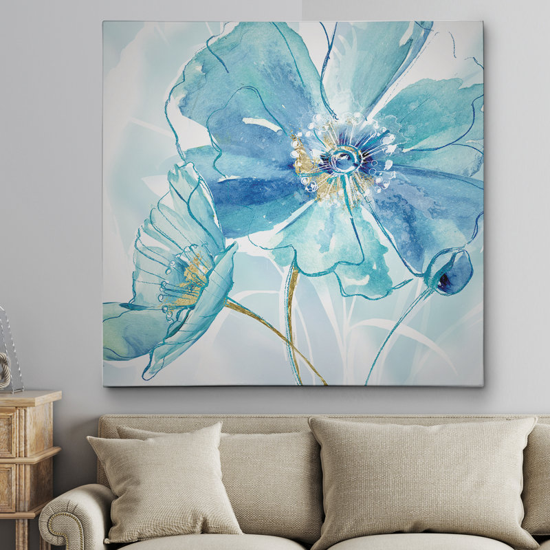 Blue Spring Poppy I - impression, H 32 po x l 32 po x P 1,5 po, Toile tendue