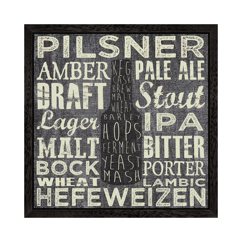 Beer Sign III by Erin Clark - Single Picture Frame Print on Canvas, 45.72 cm H x 45.72 cm W, Black Framed