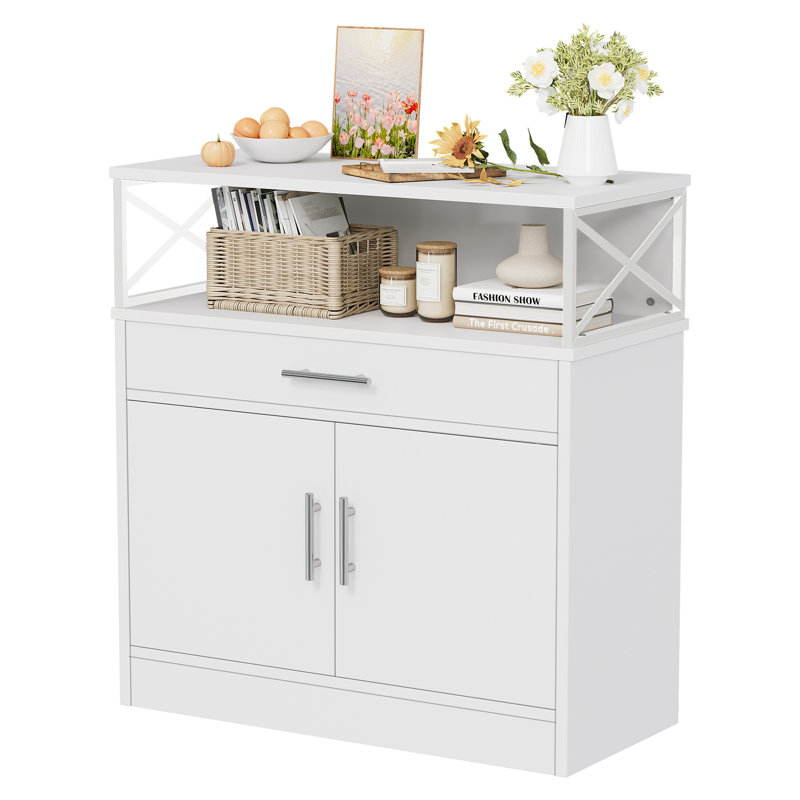 Abriah 31.4" Wide Sideboard Buffet Cabinet, Beige