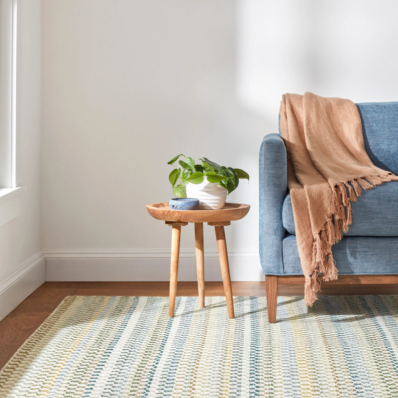 Poppy Geometric Area Rug, Rectangle 4' x 6', Moss/Ivory/Green