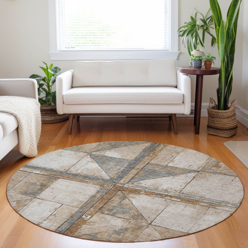 Tapis cuivre intérieur / extérieur lavable à la machine Xhevrie, Rond 8 pi x 8 pi