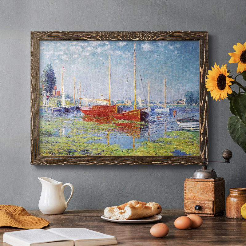 Argenteuil. Yacht, 1875 01, reproduction d'art sur toile, H 28 po x l 42 po, Noyer