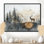 «Deer In Wooden Forest Landscape III», art mural cerf pour le salon