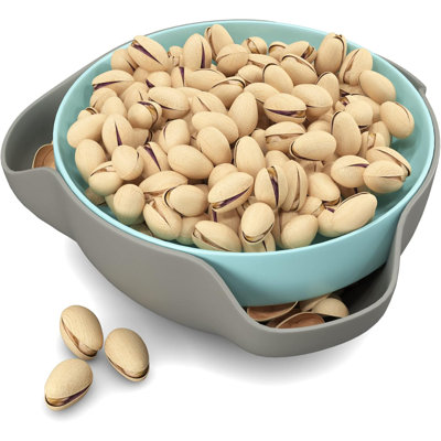 Double Layer Pistachio Bowl with Non-Slip Base, Snack Serving Bowl for Nuts, Fruits and Food Shell Storage