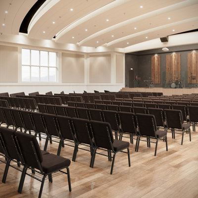 Chaise d'église en tissu 18,5 po avec bibliothèque Rayleigh